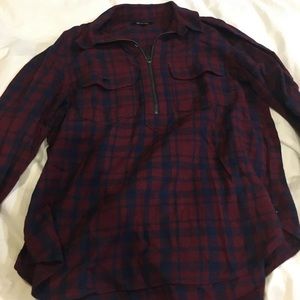Madewell Flannel Quarter Zip Top